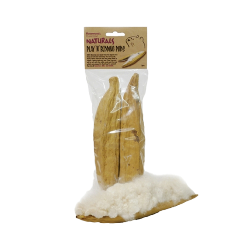 Rosewood Naturals Play 'n' Bedding Pods - (2 stk. Kapok-frøkapsler) til gnavere