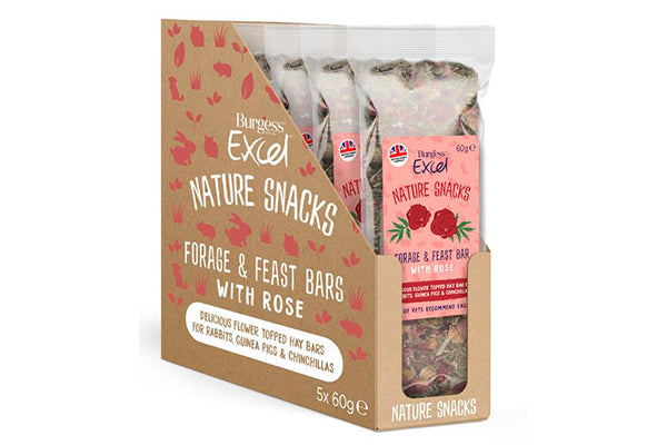 Burgess Excel Nature Snacks - Forage & Feast Bar med Rose 60g